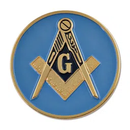 the masonic exchange Square & Compass Round Masonic Blue & Gold Auto Emblem - 3" Diameter image 1