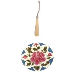 MERISHOPP® Latch Hook Rug Kits Flower Craft Embroidery Cushion with Wood Crochet Hook|Crafts | Needlecrafts & Yarn | Rug Making | Latch Hooking image 1
