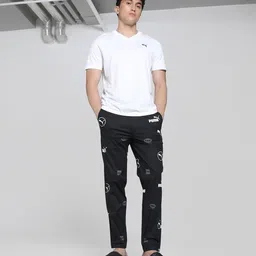 puma Men's Printed Lounge Pants - Black - Mint- White image 5