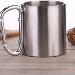 linist Stainless Steel Coffee Mugs with Carabiner Handles 280 ML. Double Walled Travel Water Tea Coffee Cups for Backpacking, Camping & Hiking (1) image 2