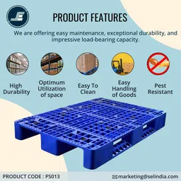 SE Perforated & Stackable Plastic Pallet, Model PS013, 1200x800x145mm, Blue (1) image 4