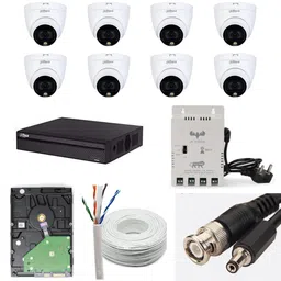 Dahua 2MP with Color HD with Audio CCTV Camera Full Set, 8 Dome, 8 Channel DVR, 8 Channel JK Vision Power Supply, 1TB Hard Disk, 90 Meter Cable, BNC/DC Connector image 1