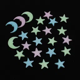 Stickonn Plastic Multi Color Fluorescent Glow In The Dark Moon Star Wall Self-Adhesive Sticker (Size: 2.5 X 2.5 Cm, Pack Of 50) image 5