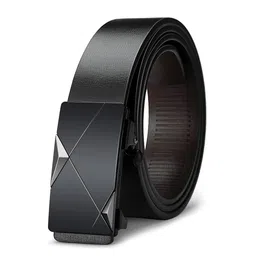 gustave Men's Leather Belt Adjustable Auto Lock Buckle Belt for Men (Black-F) image 1