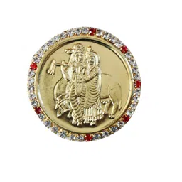 dominion care Radha krishna gold platad coin image 1