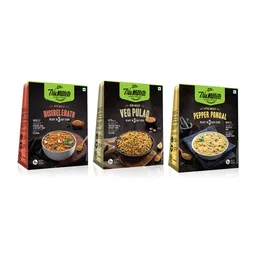 trumillets ruMillets Ready to Cook Combo – Pepper Pongal, Bisibelebath & Veg Pulao | 200g Each (Pack of 3) | Millet-Based Instant Meals | Healthy, Wholesome & No Preservatives image 1