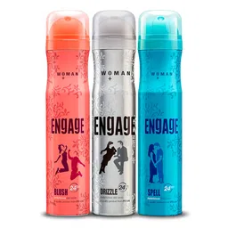Engage Combo Pack Deo Spray for Women (Blush, Drizzle and Spell), Skin Friendly, (Pack of 3; 150ml Each), 450ml image 1