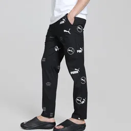 puma Men's Printed Lounge Pants - Black - Mint- White image 2