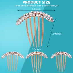 palay PALAY® 3 Pcs Pearl Claw Hair Clips Side Comb Rhinestone French Hairpins Metal Decorative Hair Bun Clips Hair Accessories for Women Girls Gift image 2