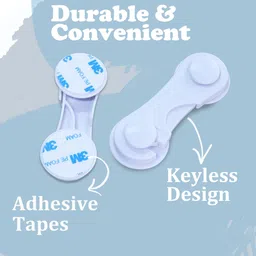 MCLEAR Cabinet Door Locks for Baby Safety Proofing, Door Locks with Adhesive, for Drawer Cupboards Fridge Oven Closet & Pantry, Childproof Door Latch for Protecting Kids Toddler and Infant, Pack of 3 image 5