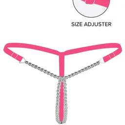 kamuklife Women Polyester White Pearl G-String- Pink image 4
