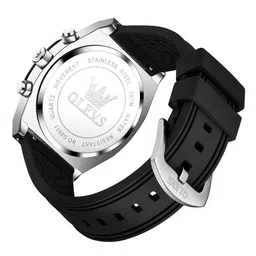 olevs Mens Wrist Watches Fashion Luxury Silver Chronograph Original Analog Quartz Waterproof Watch for Man Date image 4