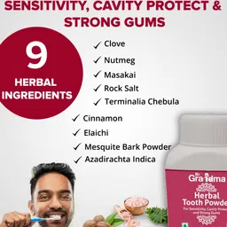 ByGrandma Sensitivity Relief And Herbal Tooth Powder | 100% Natural & Homemade - 60 Gm | Helps In Bad Breath, Sensitivity Problem, Tooth Decay (Pack of 1) image 2