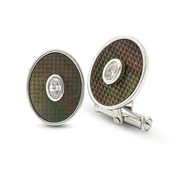 silberry 925 Sterling Silver Aurora Pearl (MOP) Cufflinks | Gift for Husband | Cufflinks for Men & Boys | With Certificate of Authenticity and BIS Hallmark image 1