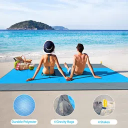 yuzonc Beach Blanket, 83"×79" Extra Large Sandproof Waterproof Oversized Beach Mat for 5-8 Adults, Quick Drying Lightweight Picnic Blankets for Camping, Travel, Festival, Hiking image 3