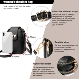 palay Small Crossbody Phone Bag for Women PU Leather Shoulder Bag, Classic Solid Color Women Purse Cross Body Bag, Practical Multi-Layer Zipper Pouch image 2