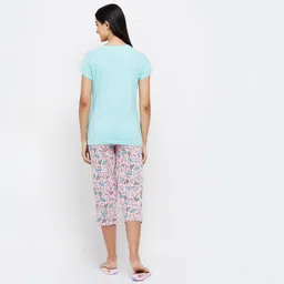 max Women Nylon Printed Round Neck Capris Set T-Shirt with Capris image 5