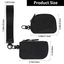 palay Small Zipper Pouches with Hand Strap Dual Pouch Wristlet Waterproof Nylon Mini Coin Bags Detachable Coin Purse Fashion Sport Earphone Bag Wristlet Pouches for Women image 2