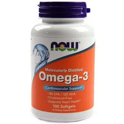 NOW Foods Omega-3 Molecularly Distilled Fish Oil -Pack of 100 Softgels image 1
