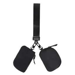 palay Small Zipper Pouches with Hand Strap Dual Pouch Wristlet Waterproof Nylon Mini Coin Bags Detachable Coin Purse Fashion Sport Earphone Bag Wristlet Pouches for Women image 1