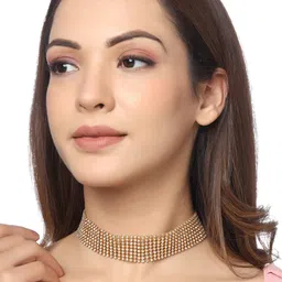 yellow chimes Necklace for Women and Girls Fashion Choker Necklace for Women Western | Statement Rhinestone Choker Necklace| Birthday Gift for Girls & Women Anniversary Gift for Wife image 3
