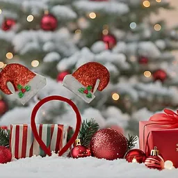 hamster London Holy Hairband Cap Red- Christmas Headband with Glittery Antlers and Holly Decorations (Red) image 2