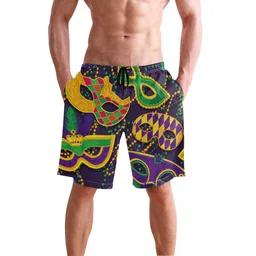 glaphy Men's Beach Shorts Mardi Gras Quick Dry Swim Trunks Shorts with Pockets for Men, S M L XL XXL image 2