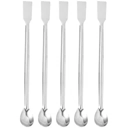 5pcs Lab Spoons Lab Spatula, Stainless Steel Lab Spatula Sampling Spoons Laboratory Scoops Lab Mixing Spatulas, Length 20CM image 1
