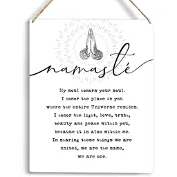 ycyd Inspirational Wall Art Namaste Definition Wooden Hanging Sign Positive Yoga Gifts for Women Yoga Room Decor Meditation Decor Namaste Yoga Decor Home Office Wooden Sign 10x8 Inches image 1