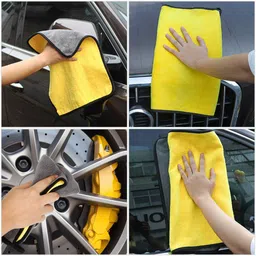 Mrowzeex Premium Microfibre Cleaning Towel Auto Detailing Cloth - 800 GSM Ultra Absorbent Drying Cloth (40 X 30 CM) Car Drying Wash Towel - Pack of 2 image 3