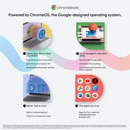 Acer Chromebook, Intel Celeron N4500, 8GB RAM, 128GB Storage, Full HD, 15.6"/39.6cm, Chrome OS,Silver, 1.6KG, CB315-4H, WiFi 6,3 Months Google One AI Premium Plan & 2TB Cloud Storage AI Powered Laptop image 3