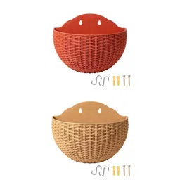 2Pc Wall Planter Self Watering Pot Planter Hangers Garden Red Khaki image 1