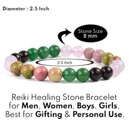 reiki crystal products Rodhonite Unakite Green Aventurine Garnet Rose Quartz Relationship Bracelet, Combination Bracelet 8 mm Round Bead Bracelet for Unisex (Color : Multi) Charged by Reiki Grandmaster & Vastu Expert image 2