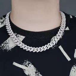 style kraft-jewellery STYLE KRAFT Mc Stan Chain For Boys Mens Cuban Link Chain for Women Girls Necklace Cubic Zirconia American Diamond Hip hop Stylish Rapper Chain Ice Rhinestone Chain 20 Inch image 2