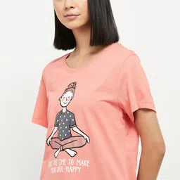max Women Cotton Printed T-Shirt with Drawstring Waist Pajamas image 4