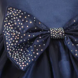 PINK WINGS Girls Taffeta Frock (Navy Blue) image 3