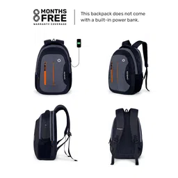 omron bags Large 30L Laptop Backpack With 3 Compartment Office, Travel And College For Men And Women (Black & Orange) image 5