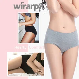 wirarpa Women's Underwear Cotton Mid Waisted Ladies Panties Full Coverage Briefs 4 Pack (Regular & Plus Size) image 2