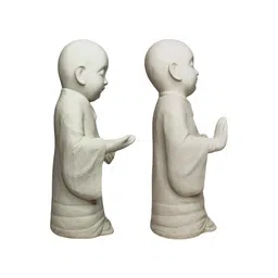 Wonderland Set of 2 : Standing Baby Monk Statues, showpiece, Home interiors, Decoration for Home, Garden, Balcony, Terrace Garden image 4