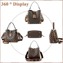 palay Cross Body Bag Purses For Women - Pu Leather Crossbody Bucket Bag With Two Adjustable Shoulder Strap, dark brown image 5