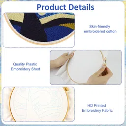 patpat PATPAT® DIY Punch Needle Art Kit Beginners DIY Starry Night Punch Needle Art with Embroidery Punch Needles, Tutorial, 20x20cm Embroidery Hoop, DIY Art Gift for Kids Adults Children's Day Art Gift image 4