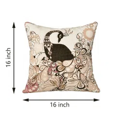 JAIPUR FABRIC Cream & Brown 5 Pieces Ethnic Motifs Square Jute Cushion Covers image 3