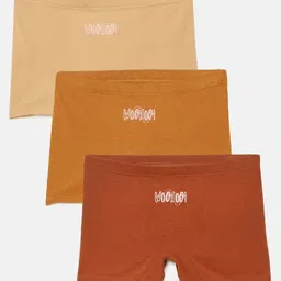 Mackly Pack Of 3 Woohoo Text Printed Boxer Panties - Beige Brown & Rust-image-32
