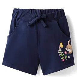 Babyhug Cotton Single Jersey Knit Knee Length Shorts With Bunny & Floral Print - Navy Blue-image-77
