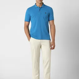Van Heusen Sport Men Blue Solid Polo Collar T-shirt image 5