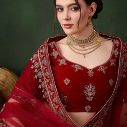 MANVAA Embroidered Semi-Stitched Lehenga & Unstitched Blouse With Dupatta image 5