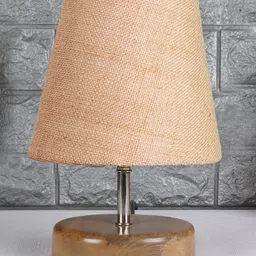 Devansh Beige Jute Round Natural Wood Table Lamp image 2