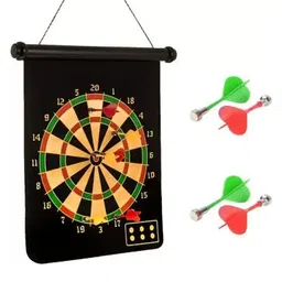 NIYAMAT Magnetic Dart Board Game for Kids Double Sided Foldable Dart Board Game Toy for Kids with 4 Free Magnetic Darts- 17 Inch image 2