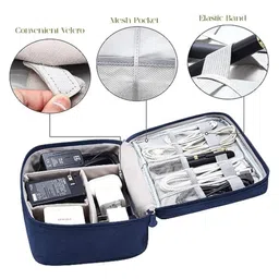 Uninest Universal Travel Accessories Organizer Bag for Cables, Chargers, Plugs, Phone, Tablet, and Hard Disk, Compact Design (Dark Blue) image 2
