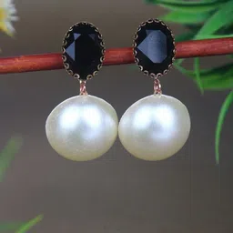 CORSICA Rose Gold Plated Pearls Beaded Circular Shaped Drop Earrings-picture-30